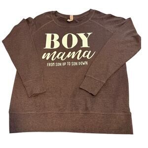 Instant Message Boy Mama Sweatshirt Women’s Large Gray Graphic Pullover